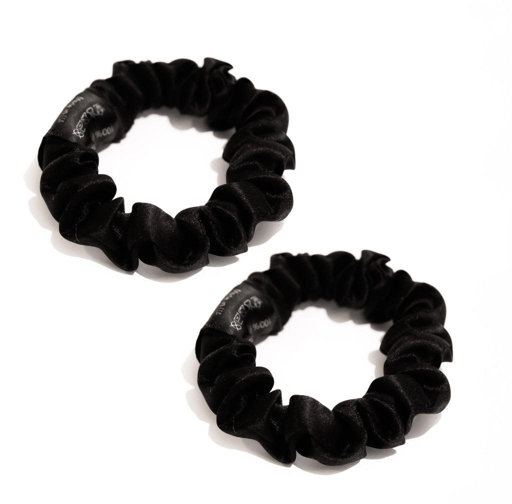 Two silk skinny scrunchies