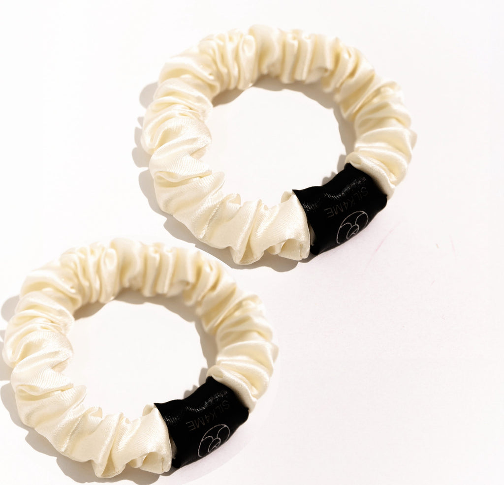 Two silk skinny scrunchies