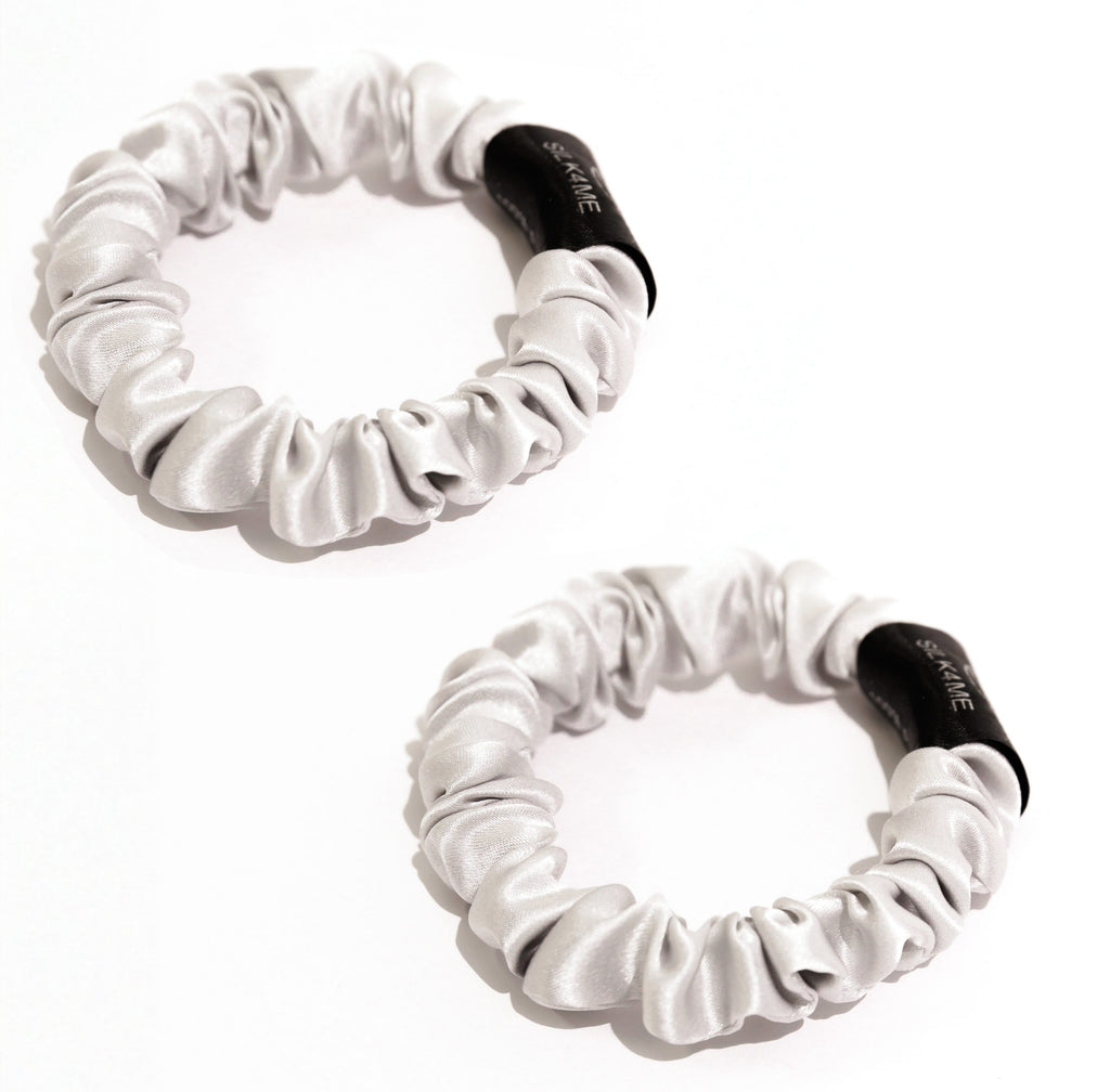 Two silk skinny scrunchies