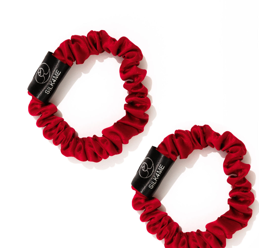 Two silk skinny scrunchies