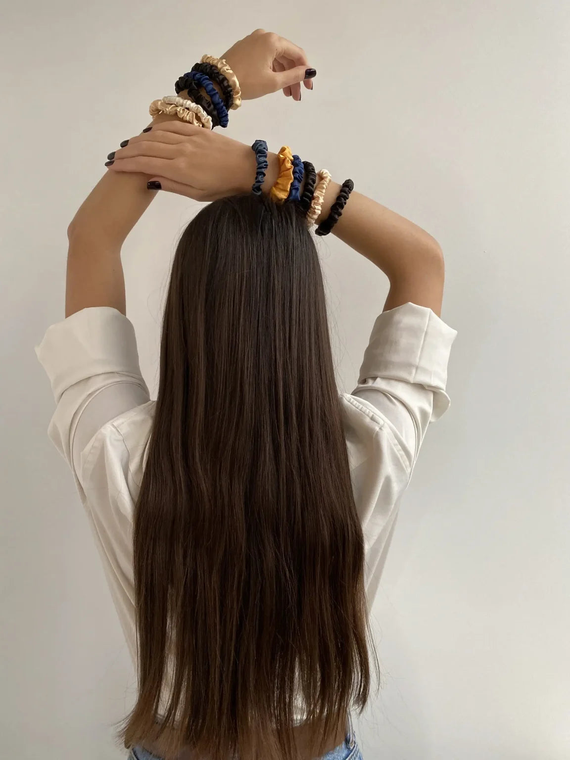 Two silk skinny scrunchies